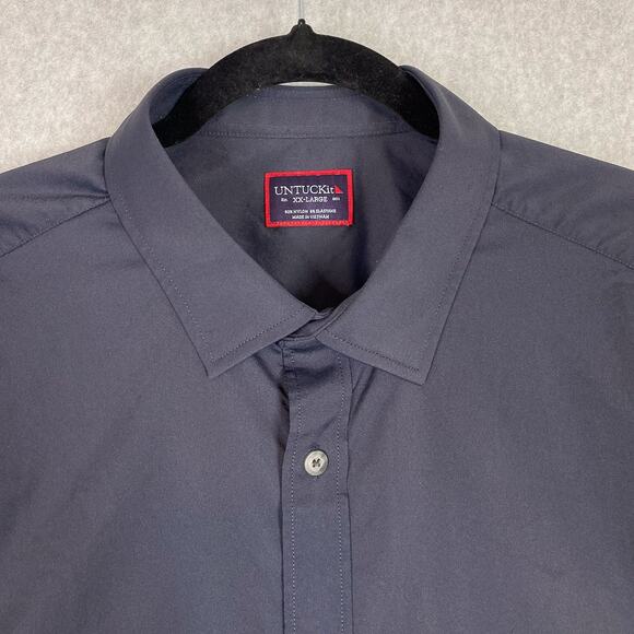 UNTUCKit Shirt Mens XXL Black Gironde Short Sleeve Nylon Button Up 2XL - Picture 2 of 7